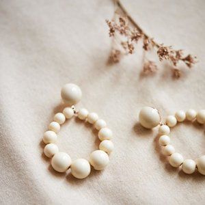 Sezane Charlie Earrings Ecru New in Box